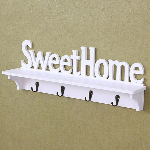 

wall hanging shelf white english alphabet pvc decor household products wooden coat rack display hooks & rails