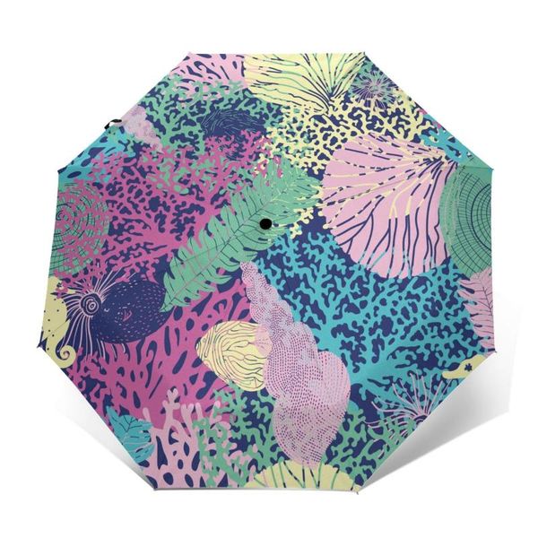 

umbrellas automatic umbrella marine pattern three-fold women men rain