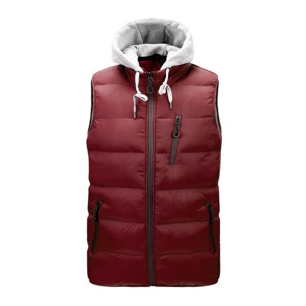 

men's vests 2021 casual vest coat men winter thick man sleeveless zip cardigan hooded with pocket jacket #01, Black;white