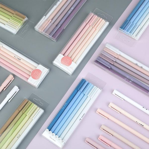 Jel kalemler şeker degrade renk 6 adet set kalem japon sevimli basit küçük taze tükenmez öğrenci mat hızlı kurutma imzası