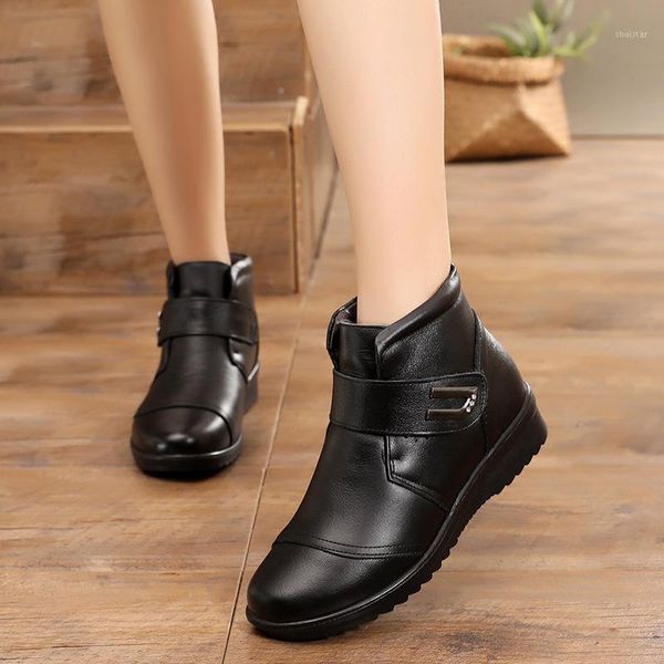 

boots winter waterproof non-slip fashion women snow platform ladies shoes casual fur botas mujer1, Black