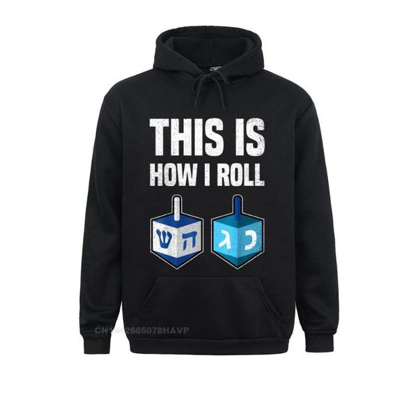 

men's hoodies & sweatshirts custom this how i roll hanukkah dreidel chanukah jew hoodie for faddish fall long sleeve hoods, Black