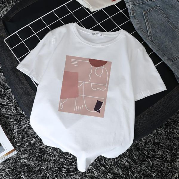 

fashion harajuku print short sleeve cotton t shirts women summer o-neck straight baggy loose s-xl white black womens women's t-shirt