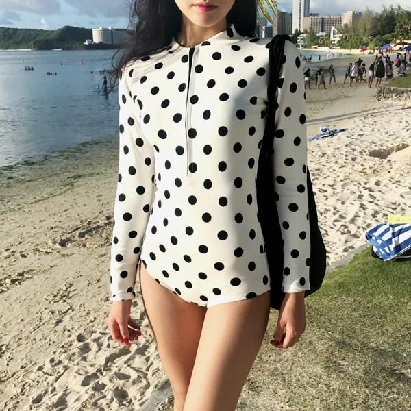 

bikinis set one piece swimsuit print long sleeve women zipper rash guard swimwear bathing suit female surfing swimming rashguard