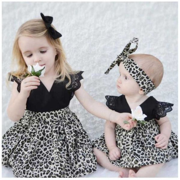 Leopard crianças vestidos para meninas vestido infantil toddler aniversário recém-nascido vestido de bebê meninas roupas infantil menina meninas vestido q0716