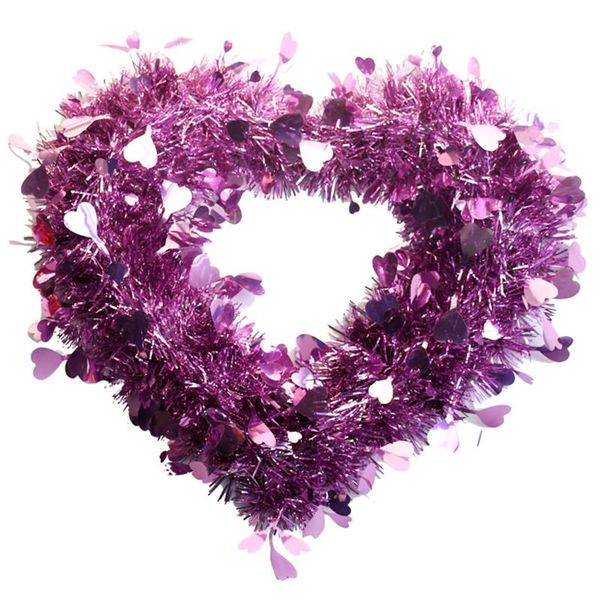 

unique red heart tinsel wreath party decoration decorative flowers & wreaths