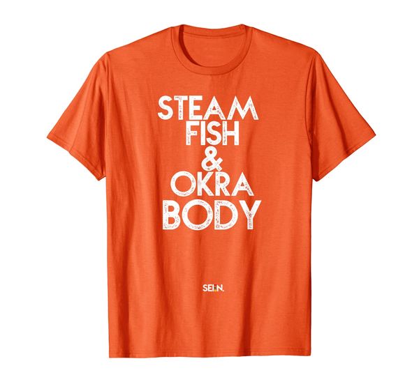 

steam fish and okra body t-shirt, White;black