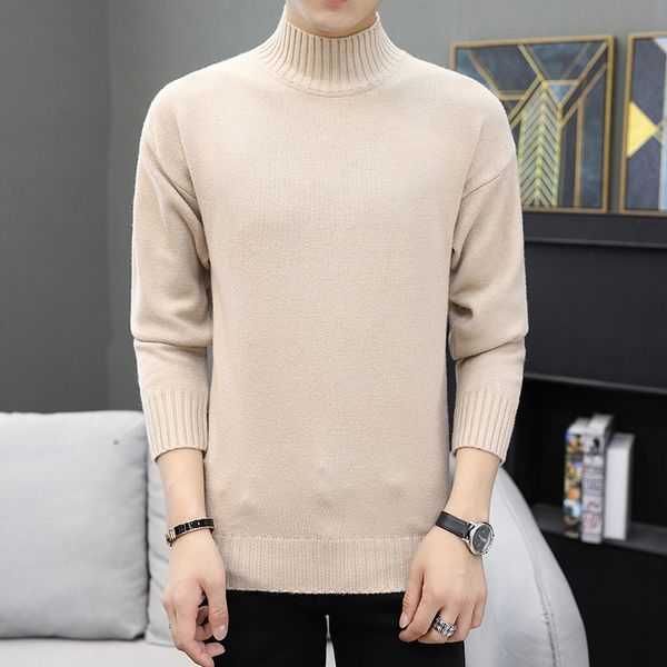 

men's sweaters blouses, long sleeve autumn, white beige, black military gray, green coffee turtleneck, casual male pullovers, spring sw, White;black