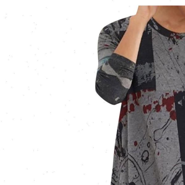 

womens dresses women elegant boho loose printed long sleeve pocket dress plus size comfortable vestidos d05, Black;gray