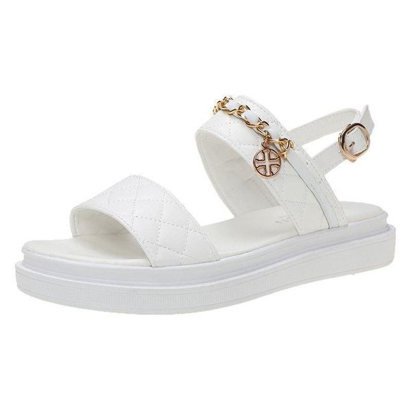 

luxury designer summer women sandals female gladiator flat heel metal comfortable black white sandalia