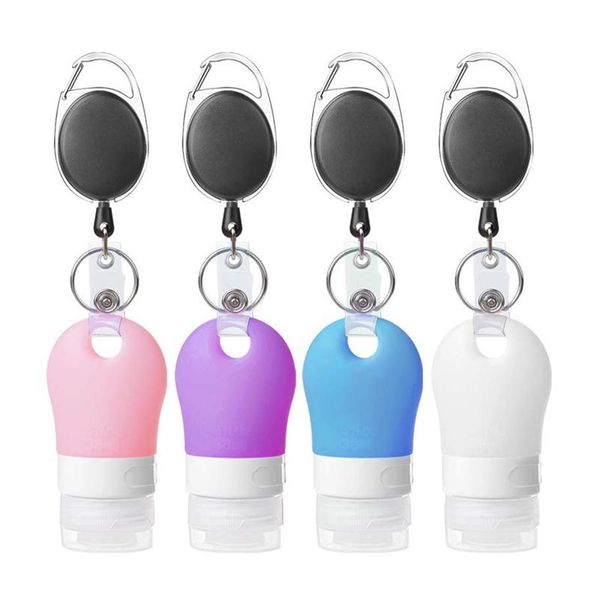 

storage bottles & jars 4pcs 38ml portable mini silicone bottle refillable set shampoo container with retractable keychain carrier