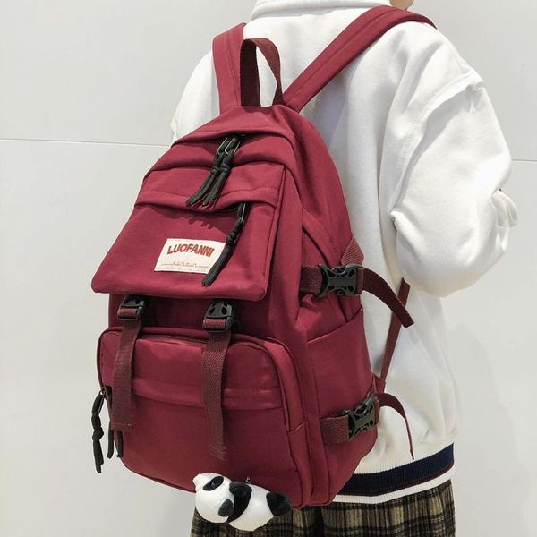

school bags fashion brand ladies buckle waterproof backpack cute women luxury bag girl book kawaii backpacks nylon student female