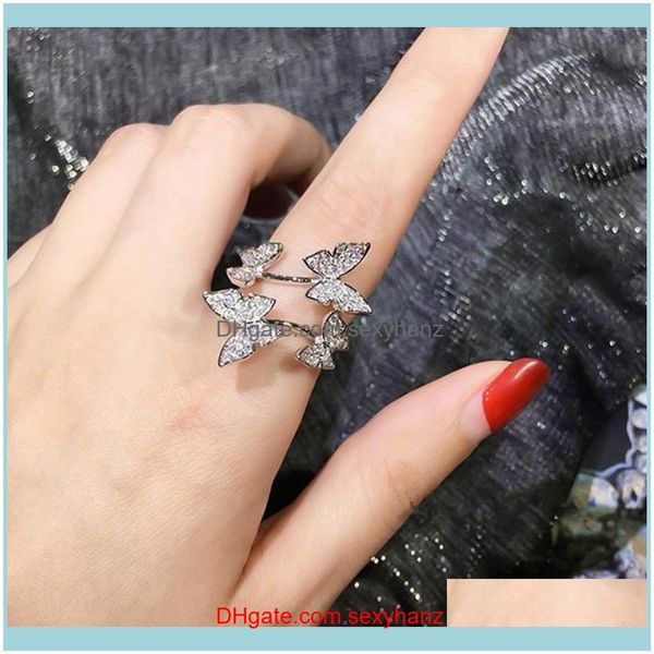 

jewelryadjustable butterfly ring female index finger & middle rings open for women jewelry gifts 1pcs cluster drop delivery 2021, Golden;silver