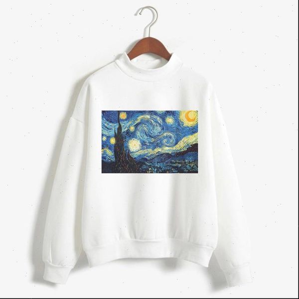 

van gogh print womens sweatshirt long sleeve fashion clothes femme winter cute casual, Black