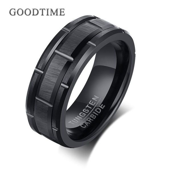 

trendy men tungsten carbide ring tire shape black groove jewelry accessories for male wedding cluster rings, Golden;silver