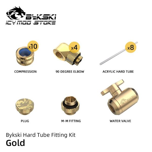

fans & coolings bykski hard tube fitting kit g1/4 compression 90 degree elbow male to plug water valve 50cm 14mm arcylic combo