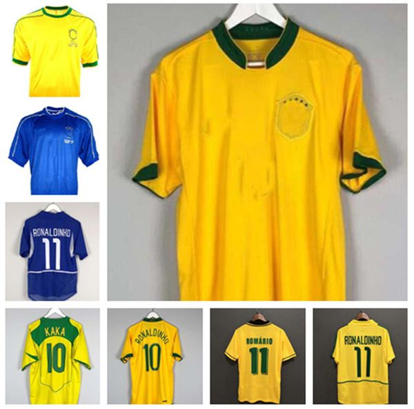

retro brazils 1994 1988 1998 2000 2002 2004 2006 soccer jerseys romario ronaldinho rivaldo kaka 94 98 00 02 06 brazils footbal shirt, Black;yellow