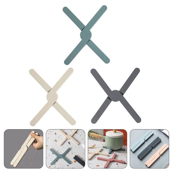 

mats & pads 3pcs x-type foldable pot placemats kitchen heat insulation (assorted color)