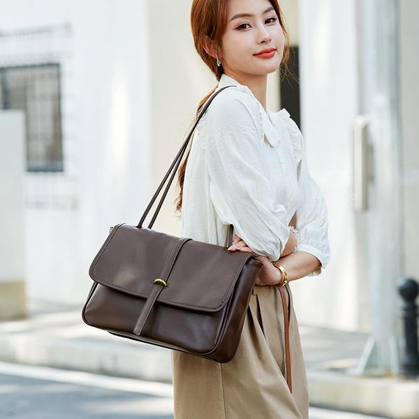 

evening bags 2021 autumn soft leather women's bag large capacity one-shoulder armpit commuter messenger handbag retro leisure