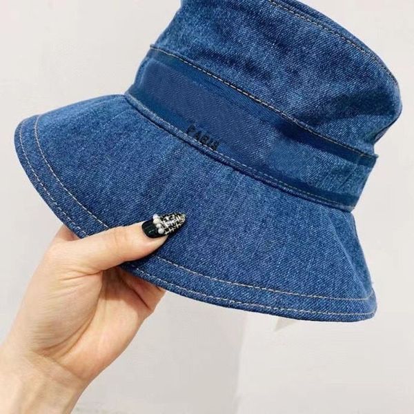 

fitted hats men women bucket hat designers caps hats with stripe denim mens womens casquette summer bonnet ourdoors activity beanie, Blue;gray