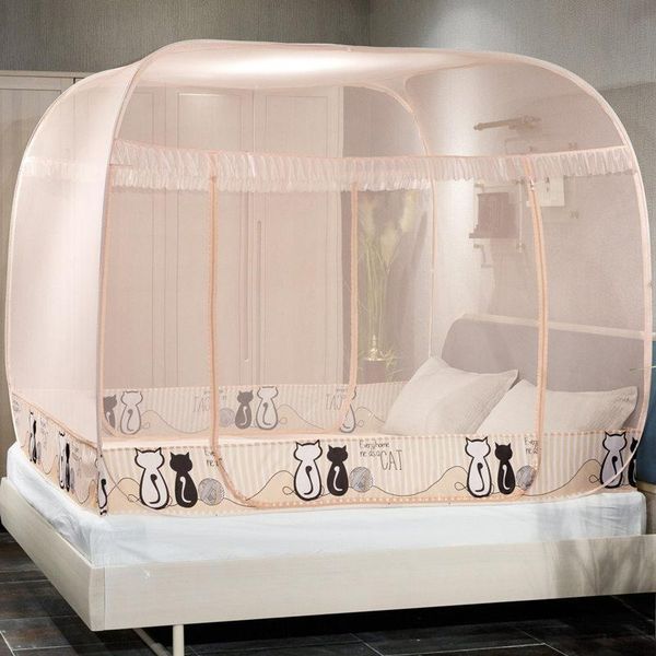 

mosquito net large space home textile 4 seasons bedroom sleeping bed folding netting with zipper canopy