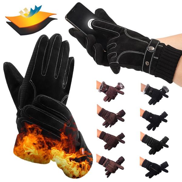 

sports gloves 2021 windproof touch screen running men women winter fleece thermal warm sport anti-slip cycling outdoor, Black