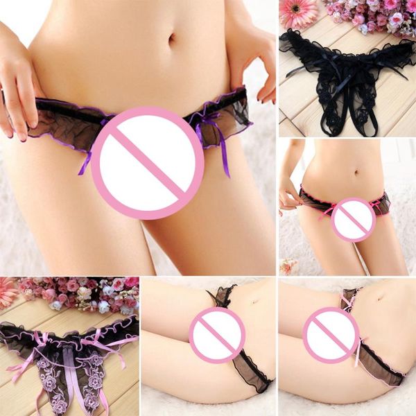 

women's panties ladies thongs briefs lingerie open crotch t back g-string lace charming breathable cute underwear, Black;pink