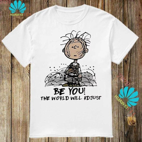 

charlie brown be you the world will adjust t-shirt, White;black