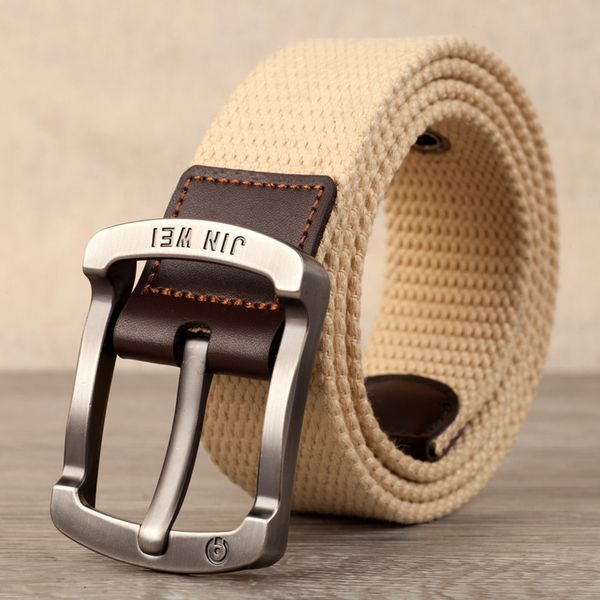 

simple woven canvas men's belt casual jeans with korean youth student pin buckle, Black;brown