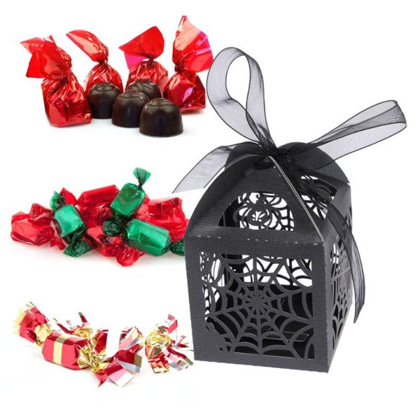 

gift wrap 50pcs hollow die-cut favor boxes wedding candy (black)