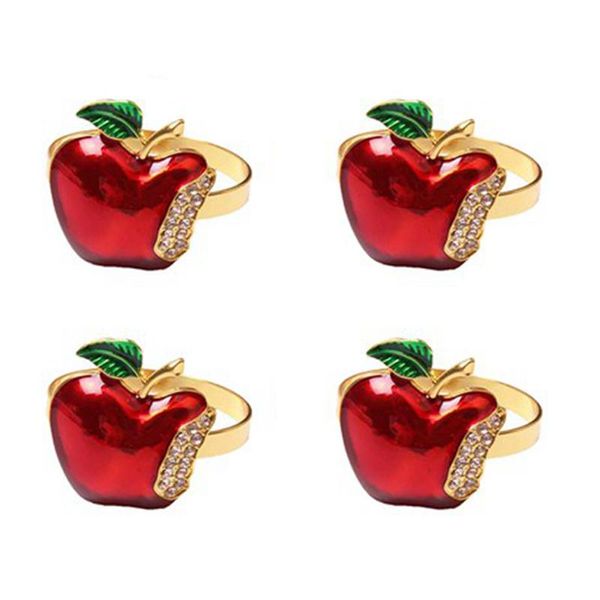 

napkin rings set of 4, red apple ring for wedding, dinner party, banquet, serviette christmas, birthday