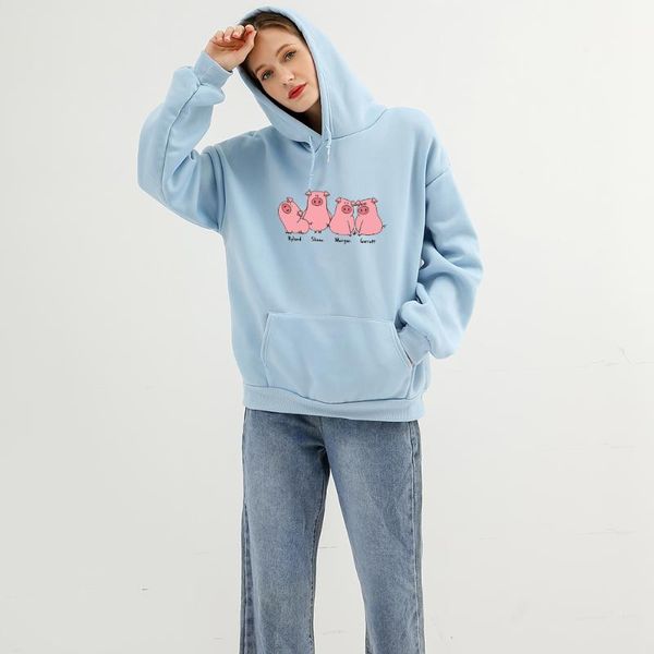 

cute animal print sweatshirt kawaii pig streetwear harajuku oversized sweatshirts pullover long sleeve women korean tracksuit women's h, Black