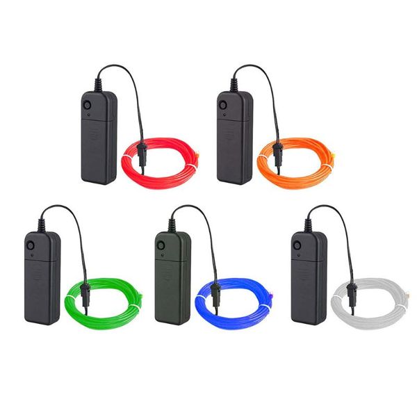 

strips 3/5m luminous neon light glow ultra-bright flexible el wire battery box set diy costumes decorative lamp