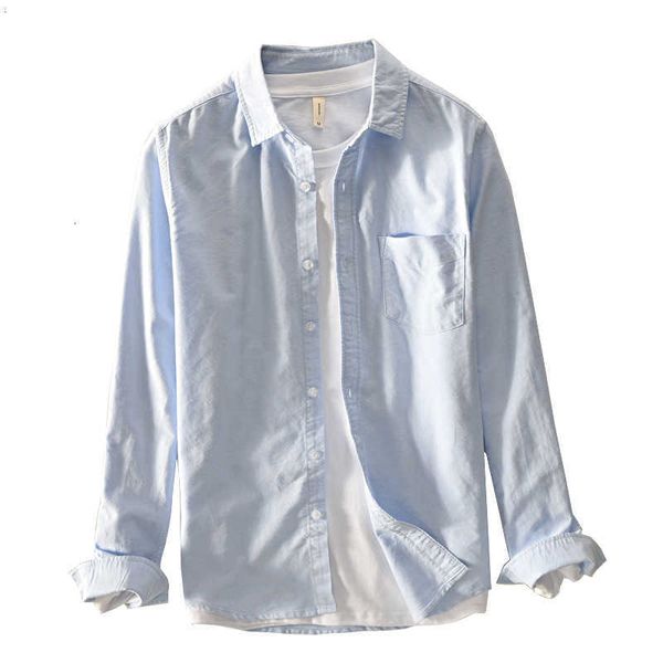 

women's t-shirt 100% algodo de marca outono longo-sleeved camisa azul para os camisas oxford masculino slidos shirt dos homens wjef, White