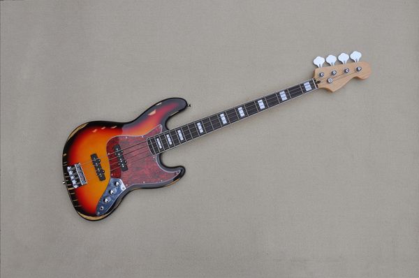 

vintage 4-strings smoky color electric bass guitar with red pearl pickguard,chrome hardware,provide customized services