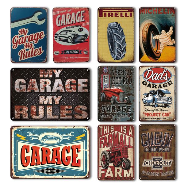 

my garage my rules metal signs vintage wall decoration dads garage wall stickers retro metal plate funny warning wall signs