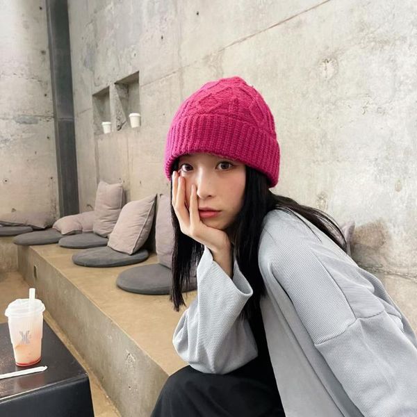 

beanies 2021 autumn and winter women's warm solid color diamond knit hat dome stretch beanie bucket gorros