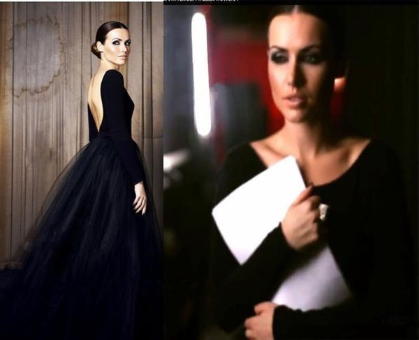 

vintage gothic black wedding dresses 2019 new design scoop neckline ball gown tulle long sleeve backless bridal gowns custom made w1619, White