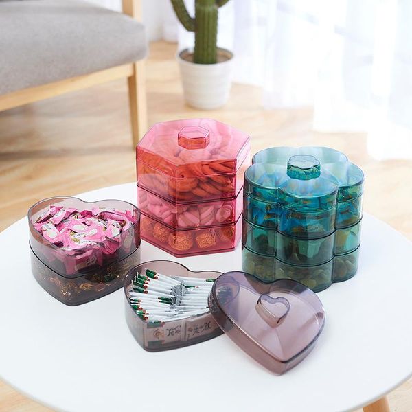 

storage bottles & jars three-layer plastic box moisture-proof snack dried fruit plate nuts candy dry fruits container organizer case