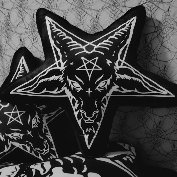 

dark satan pillow gothic skeleton horror bedroom decoration rock wave tattoo doll