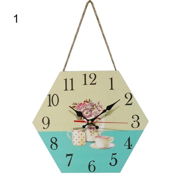 

hexagonal mdf density board clock wooden wall room silent timepiece decor clocks