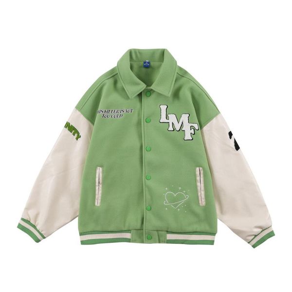

men's jackets men harajuku baseball varsity jacket cupid towel embroidery patchwork japanese college style coat oversized couple, Black;brown