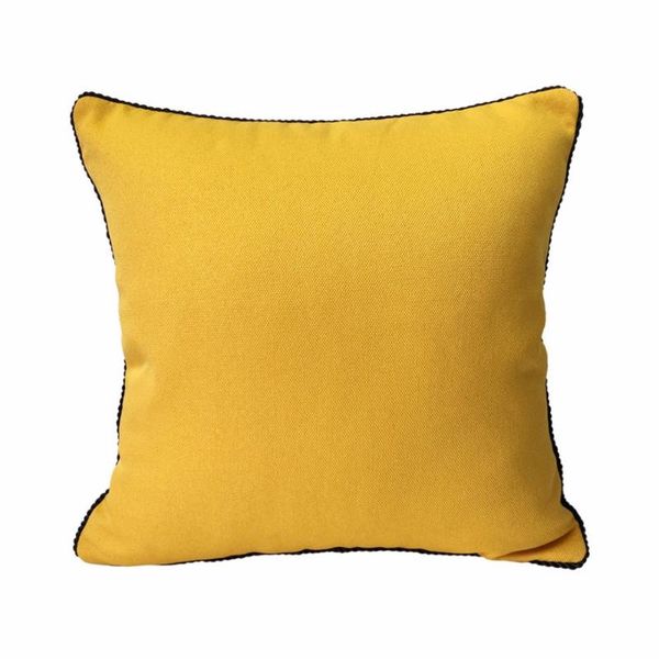 

contemporary linen like solid cushion cover plain faux rope pipping sofa blue yellow brown pillow case 45 x cm 3 colors cushion/decorative