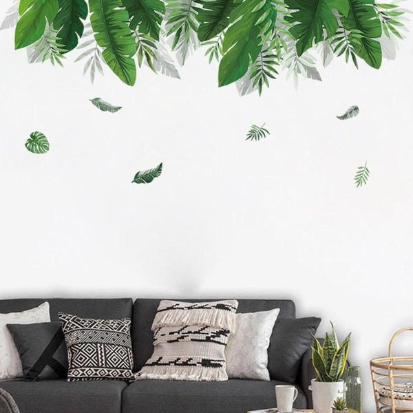 

summer green leaf wall sticker background living room for diy kitchen art decals home decoration m6z5 wallpapers