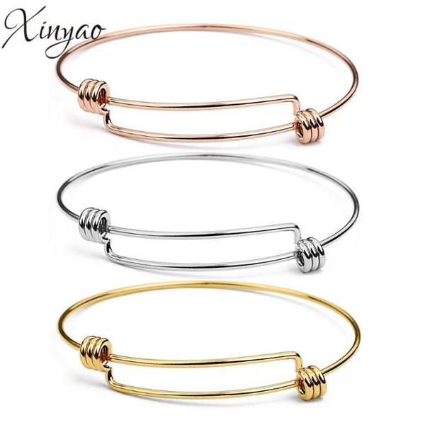 

2pcs/lot stainless steel adjustable wire bangles bracelet gold silver color expandable charm for women jewelry bangle, Black