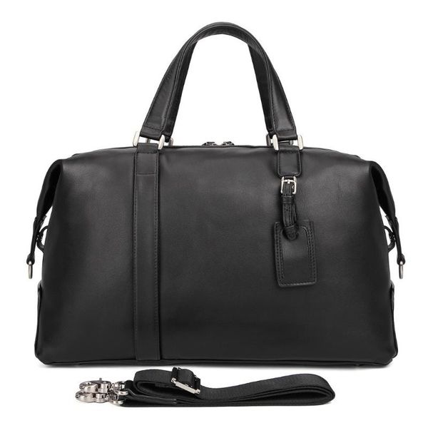 

duffel bags luxury genuine leather men's travel bag luggage & men carry on weekend big tote handbag black