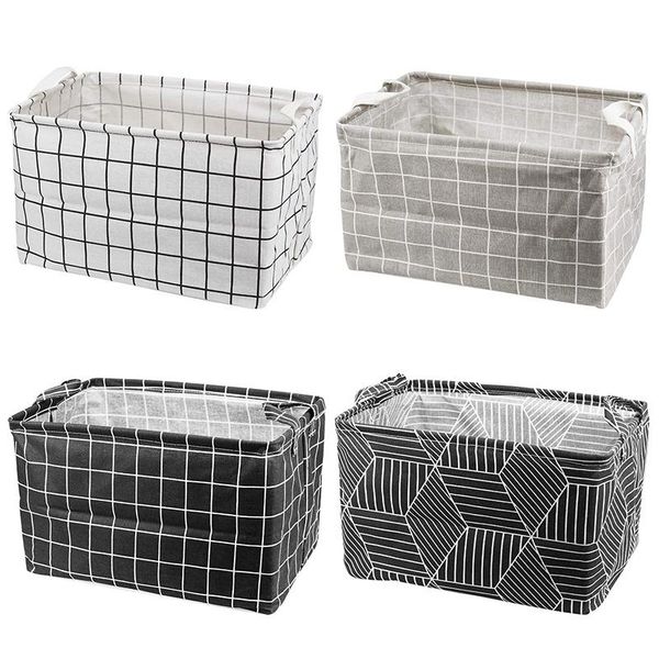 

pack square toy storage bins, canvas fabric foldable basket laundry baskets with handles for toys, books