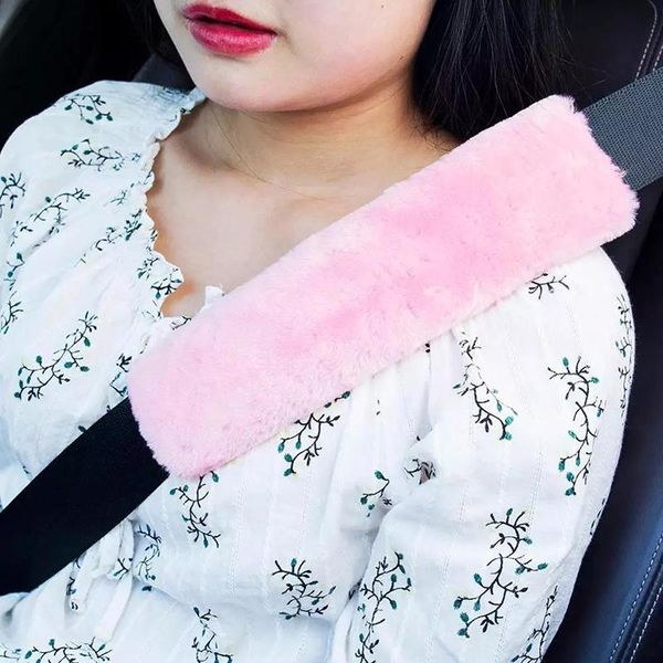 

steering wheel covers 2 pcs soft car seatbelt cover sheepskin seat belt pillow pad safety strap shoulder pads for bag accessories