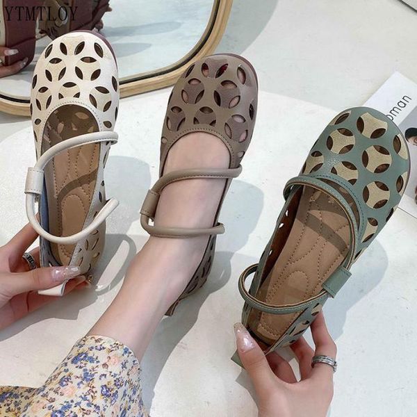 

sandals genuine leather summer shoes woman flats hollow breathable casual flat comfortable ytmtloy sadalias femininas, Black