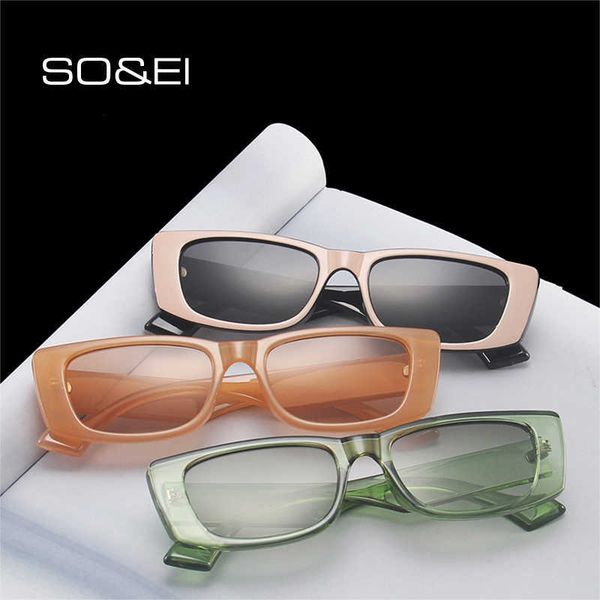 

luxury designer sunglasses so&ei retro small rectangle women ins popular fashion candy color eyewear men square sun glasses shades uv400, White;black